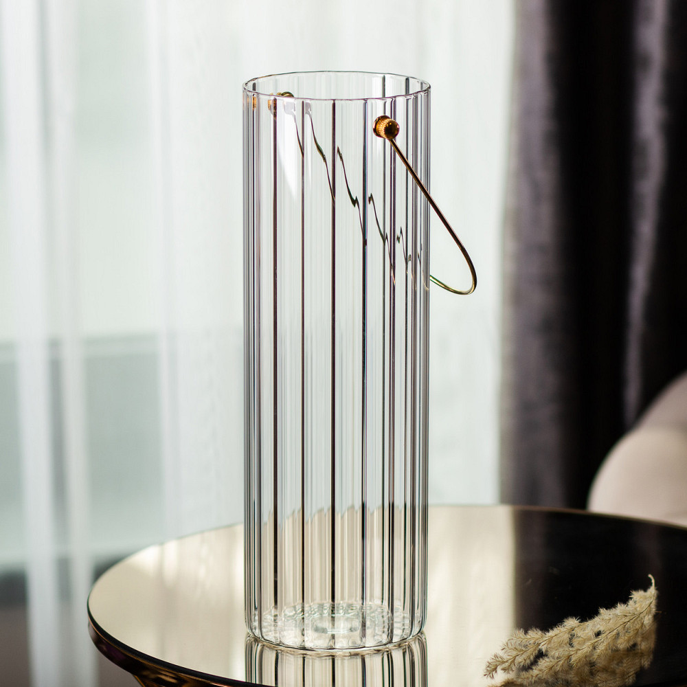 Декоративна скляна ваза для квітів з ручкою 29 см HP-1726 Київ - фото 5