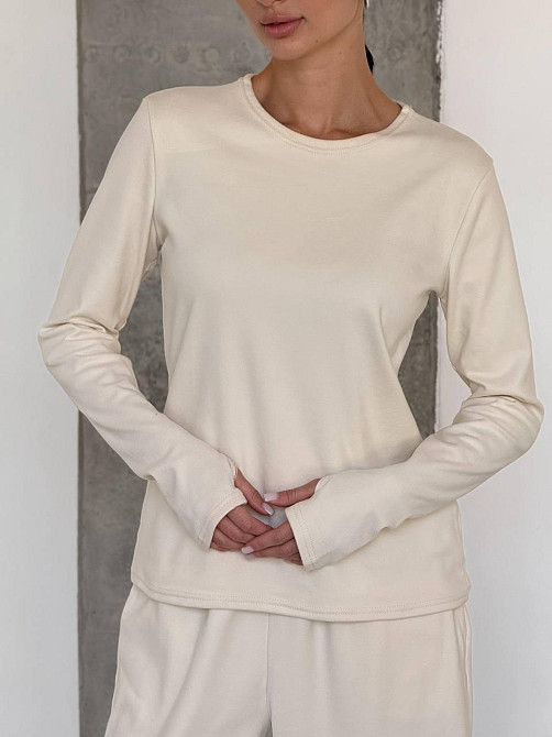 Женский теплый базовый костюм двойка из турецкого микрофлиса Молочный Одесса - изображение 6