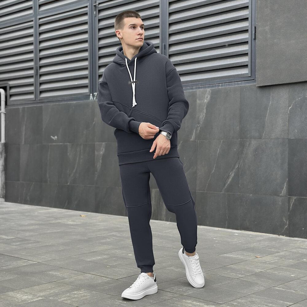 Темно-сірий спортивний чоловічий костюм осінь/зима Pobedov Space. Сірий спортивний костюм. Київ - фото 1