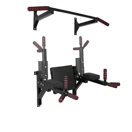 Турник брусья пресс стационарный 3 в 1 KZ-555 Спортивные стенки и турники для дома Черный Киев