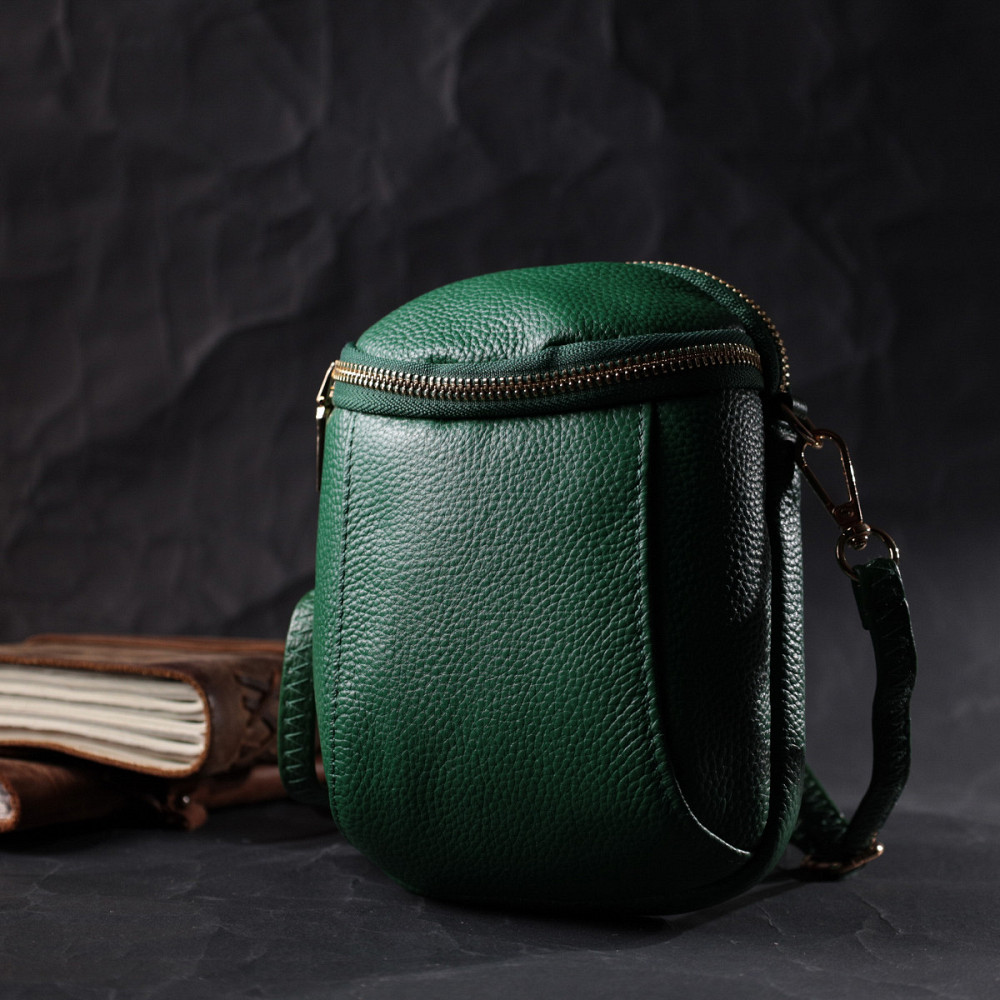 Интересная сумка для женщин из мягкой натуральной кожи Vintage 22341 Зеленая Киев - изображение 6