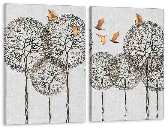 Модульная картина в гостиную / спальню Золоті пташки TLV-2_026 Київ