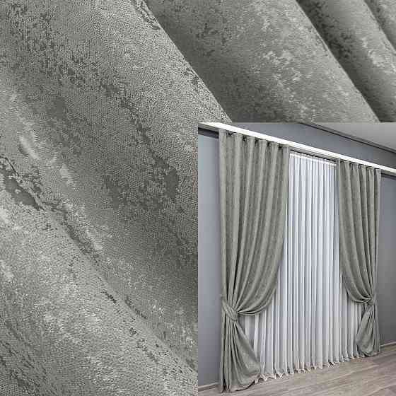 Комплект готовых штор VR-Textil Лен мрамор Pavliani № 1665ш Серый 100х270 см 2 шт (31-732) Киев