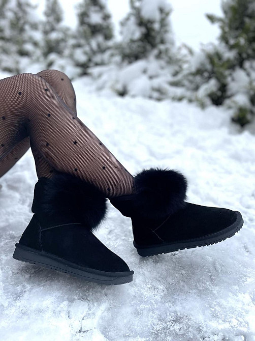 Угги жіночі OUQIDAGENI чорні замша натуральна висота 16 см (A1801-1) Коломия - фото 10