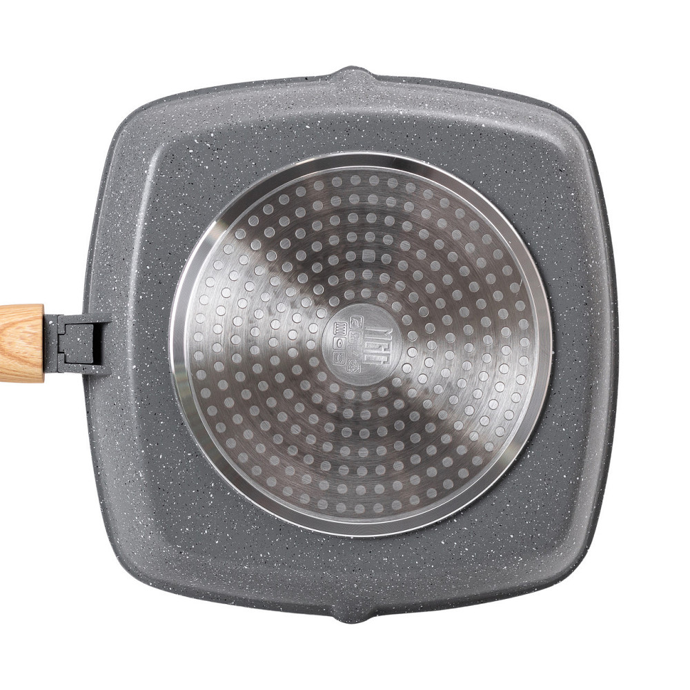 Сковорода-гриль 28 см с крышкой, квадратная, серый цвет Киев - изображение 1