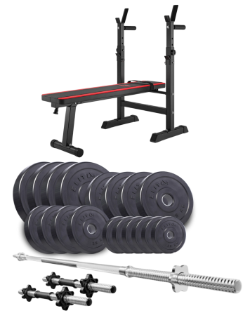 Набір Elitum Titan 89кг з лавкою HS-1080, штангою та гантелями Киев