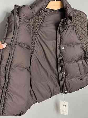 Куртка жіноча YZY 30790 пуховик oversize з в’язаними рукавами демісезонна one size, коричневий, one size Київ