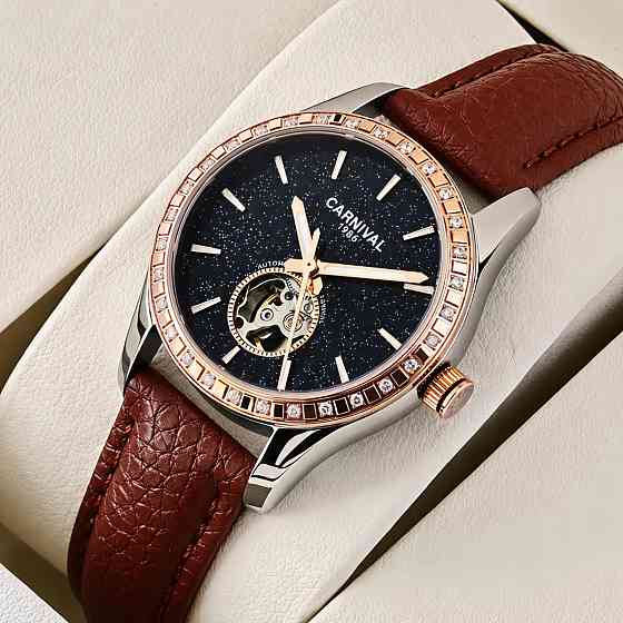 Годинник жіночий механічний Carnival Lady Elite Leather Classic (2 ремінці) Київ