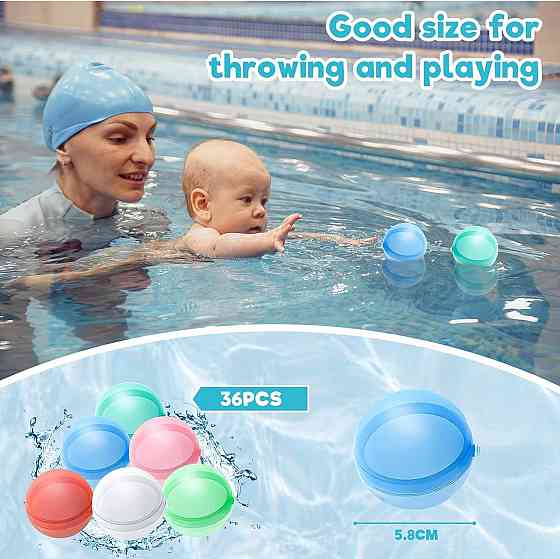 Водяные шарики kakoushuiqiu002-B розовые/оранж/голубые/синие/зеленые/желтые 36 шт многоразовые силиконовые Киев