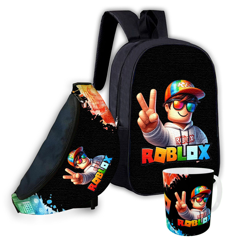 Набір дитячий Роблокс «Roblox» рюкзак 36х27см сумка-бананка, кружка з принтом для хлопчика (01586) Київ - фото 1