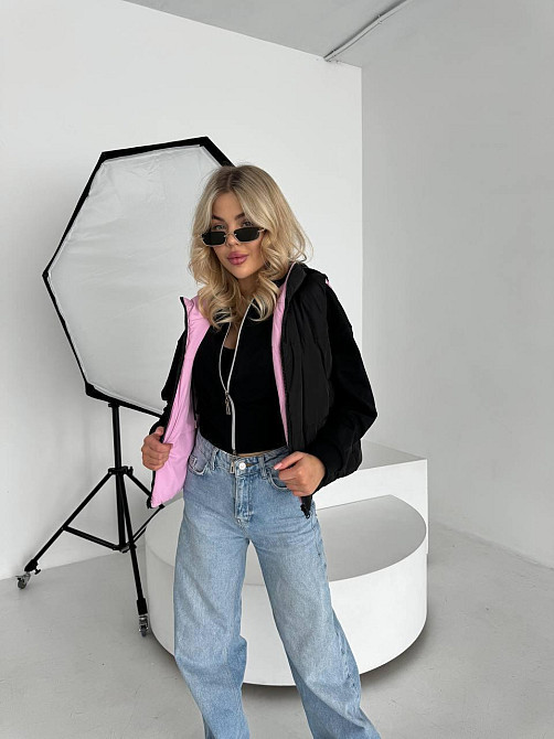 Жіноча двостороння жилетка з кулісками з боків і кишенею плащівка емі + силікон Рожевий, 46/48 Одеса - фото 9