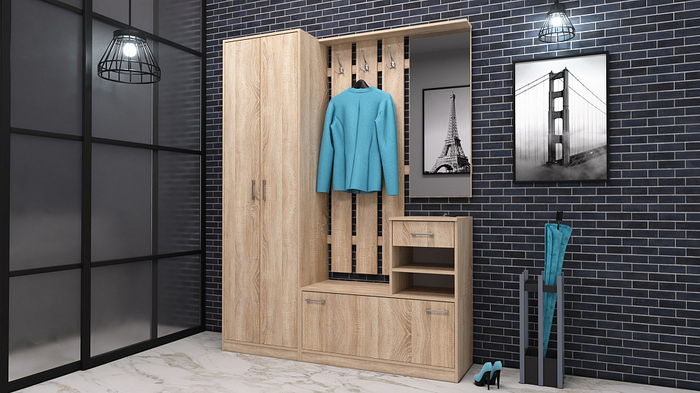 Прихожая Соло-3, Дуб Сонома, 1600/400/2100 Львов - изображение 2