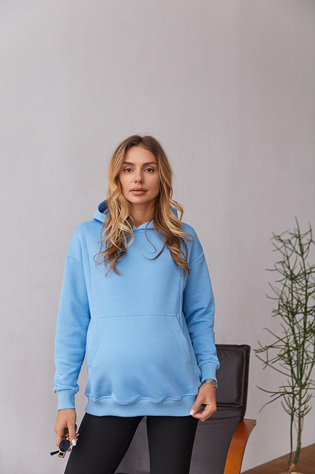 Вільний худі для майбутніх мам тринитка без начосу Chelm L-XL (46-48) Lullababe Блакитний Кривий Ріг - фото 7