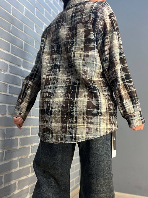 Сорочка жіноча A-N 2775 картата варена в клітинку оверсайз коттон one size, коричневий, one size Київ - фото 8