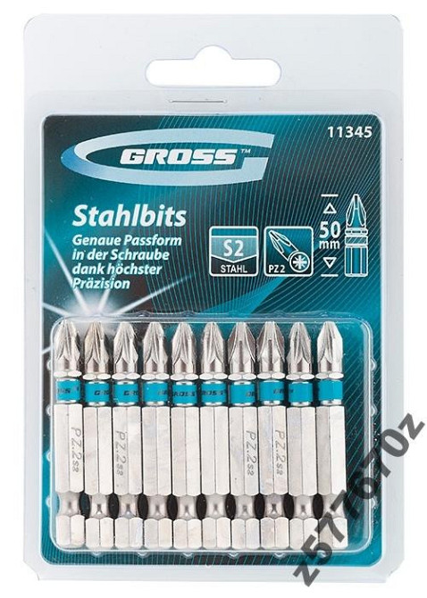 Набір біт РZ3х50, сталь S2 (10шт) GROSS Полтава - фото 1