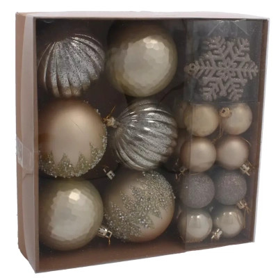 Елочная игрушка Chomik пластикові Кульки, сніжинки 30 шт, шампань (5900779895324_2) Винница - изображение 1