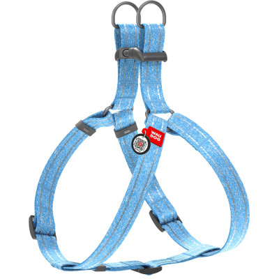 Шлей для собак WAUDOG Re-cotton с QR-паспортом М голубая (03322) Винница - изображение 1