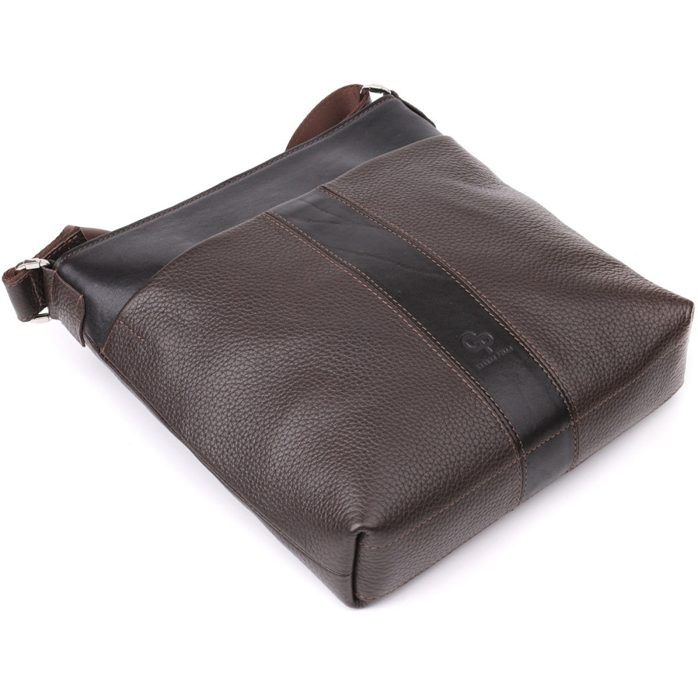 Стильная сумка через плечо для мужчин из натуральной кожи Коричневый (GRANDE PELLE) Киев - изображение 9