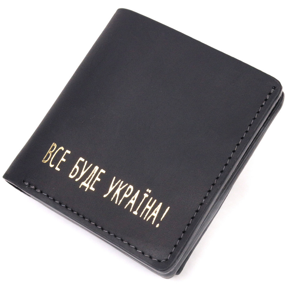 Шкіряний чоловічий гаманець з монетницею Чорний (GRANDE PELLE) Київ - фото 5