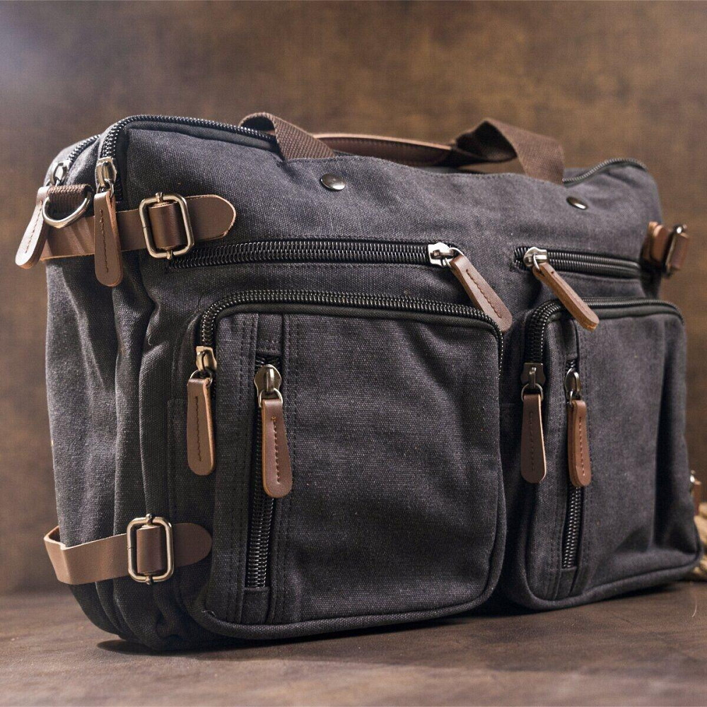 Сумка-трансофрмер текстильная большая Черная (Vintage) Киев - изображение 9