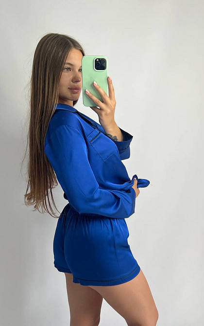 Комплект шелковый тройка рубашка с шортами и штанами Электрик L Харьков - изображение 3