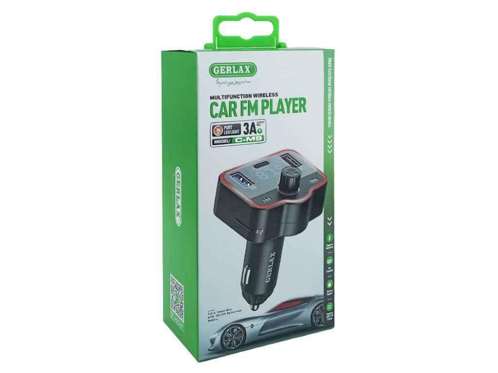 FM Модулятор GC-M9 12-24V/3A/2USB/PD/MicroSD/BT 5.0/RGB чорний ТМ Gerlax Київ - фото 1