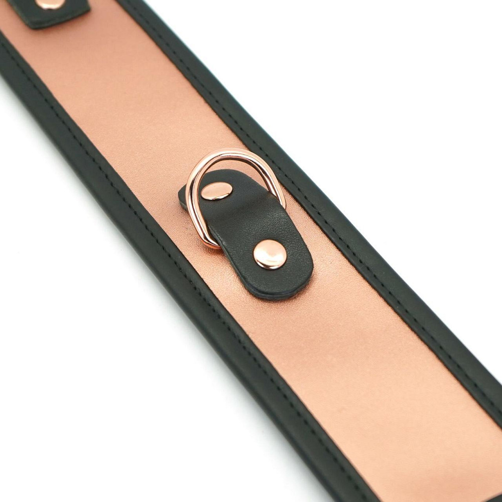 Широкий нашийник з повідцем Liebe Seele Rose Gold Memory Collar with Leash, натуральна шкіра Sex Aura Київ - фото 7