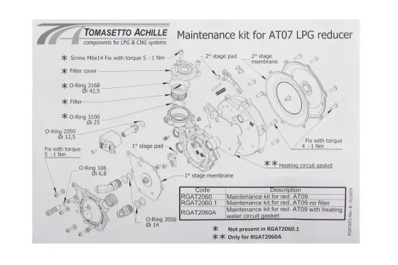 Р/к ГБО редуктора Tomasetto AT07 Tomasetto с тосольной мембраной Винница