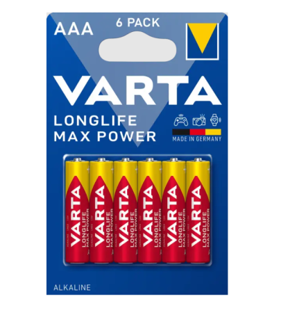 Батарейка мініпальчик AAА VARTA LONGLIFE MAX POWER 1.5V 6 шт. бл. Рівне