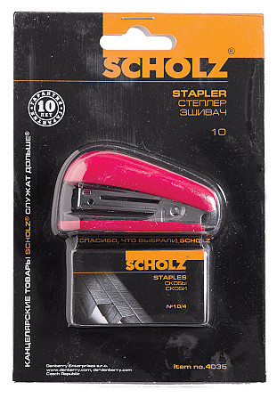 Степлер 10 "Scholz" 4035 20мм 8 арк міні черв, шт Київ - фото 1
