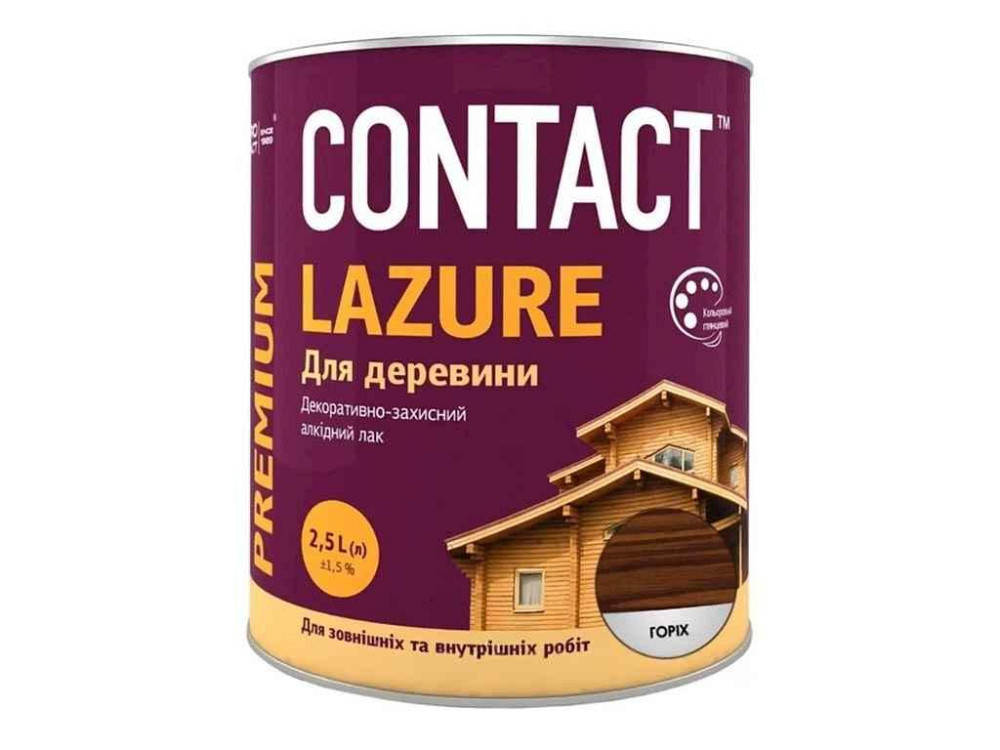 Лазур 2,5л для деревини Горiх ТМ CONTACT Киев - изображение 1