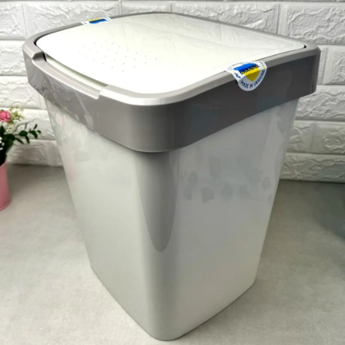 Відро для сміття 18л пластик біла троянда/какао Євро Алеана Житомир