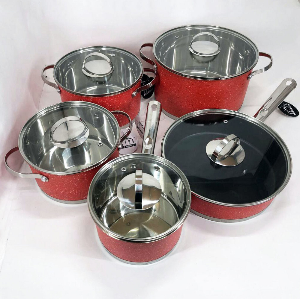 Набор кастрюль с антипригарным покрытием 10 предметов ASTRA A-2510, Набор кастрюль для электроплиты XE-53 Львов - изображение 10