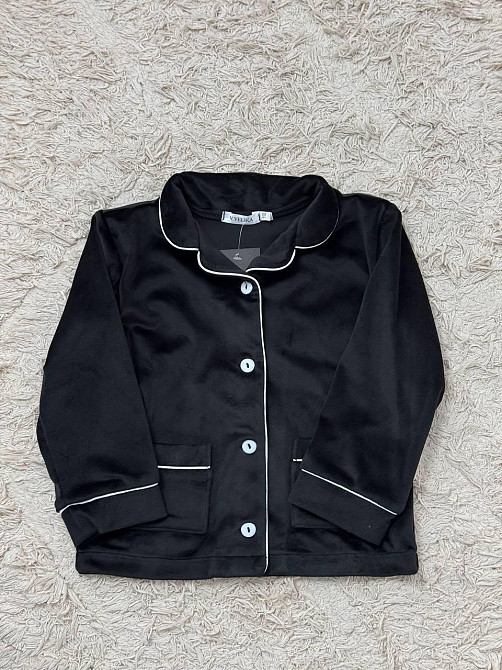 Дитяча велюрова тепла піжама дві кишені Чорний 134-140 Харків - фото 4