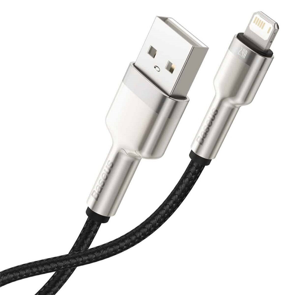Кабель Baseus Cafule Series Metal Data Cable USB to IP 2.4A 2m Black Київ - фото 1