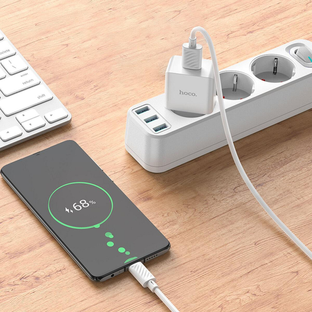 Сетевое зарядное устройство HOCO C106A Leisure single port charger set, цвет белый 6931474783905 Одесса - изображение 7