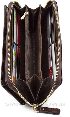 Женский лаковый кошелек на молнии из натуральной кожи ST Leather S7001A Dark brown Киев - изображение 9