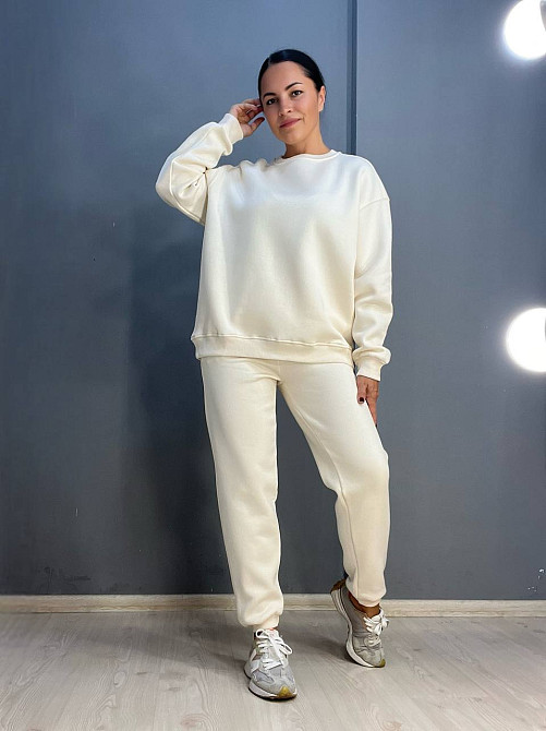 Штаны женские Pepper&mint 24-13 спортивные джоггеры резинка на талии утепленные молочные, молочний, L Киев - изображение 3