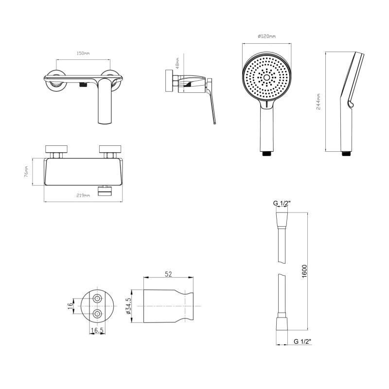 Комплект Qtap Slavonice Black Matt: Смеситель QTSLA266BLM45908 + Держатель QT829910842854OB + Шланг Киев - изображение 2