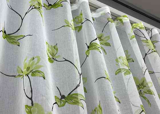 Тюль VR-Textil 1909т Flora Батист Білий з салатовим 300х270 см (40-245) Київ