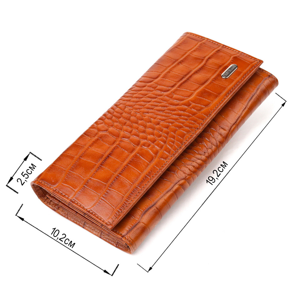 Жіночий шкіряний гаманець для карток купюр та монет CANPELLINI 21528 Рудий Київ - фото 3