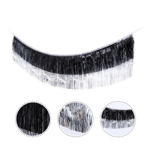 Гірлянда дощик на фотозону 175 на 35 см чорно-сріблястий Київ - фото 3