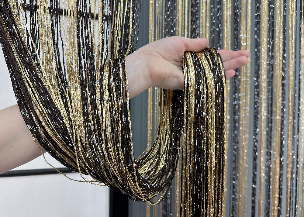 Шторы-нити с люрексом Венге с бежевым 300х300см 1 шт (61-104) Киев - изображение 6