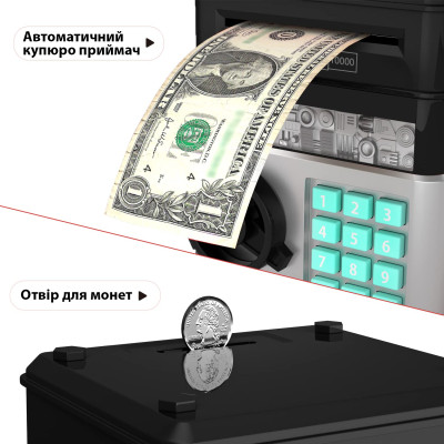 Інтерактивна іграшка UFT сейф-скарбничка музична з електронним купюроприймачем Cashbox Black (UFTCashboxBlack) Вінниця - фото 2
