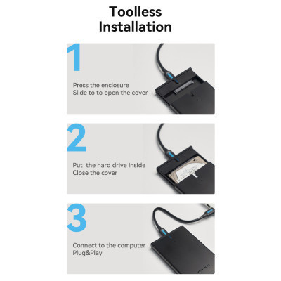 Кишеня зовнішня Vention 2.5" HDD/SSD USB 3.0 Micro-B Black (KPAB0) Вінниця - фото 11