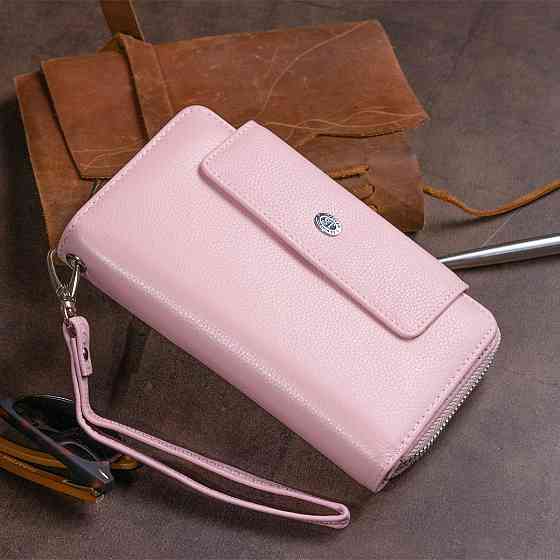 Кошелек из кожи на защелке ST Leather 19344 Розовый Киев