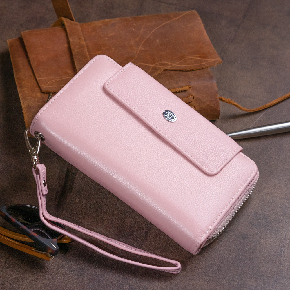 Кошелек из кожи на защелке ST Leather 19344 Розовый Киев - изображение 2