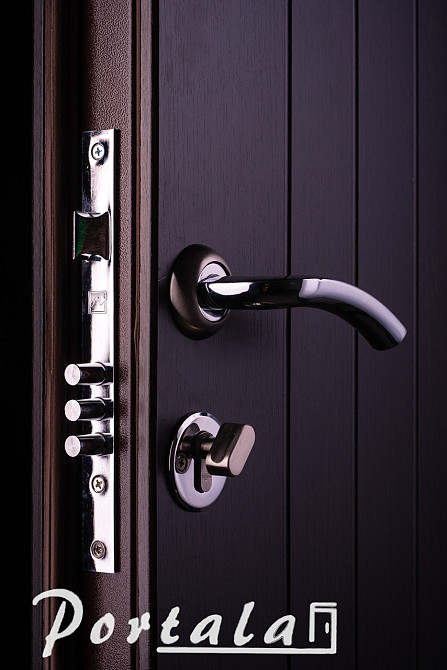 Двери уличные, серия Элегант, модель Нью-Йорк, двухцветная, гнутый профиль, 2 контура уплотнения, 2 замка Киев - изображение 4