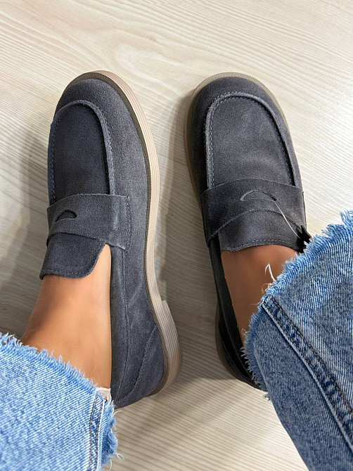 Туфлі жіночі Hengji 588-2 замшеві лофери сірі, 39, 24,5 см Київ - фото 12