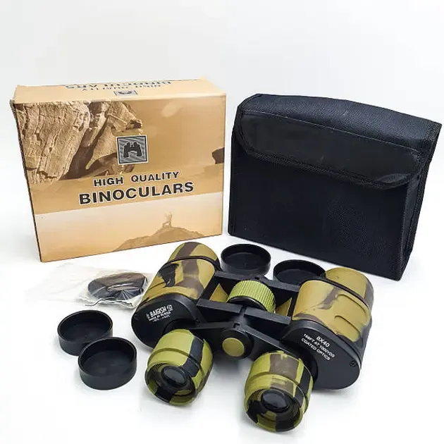 Бинокль полевой прорезиненный с чехлом 8X Baigish W10 8x40 Камуфляжный Коломыя - изображение 2